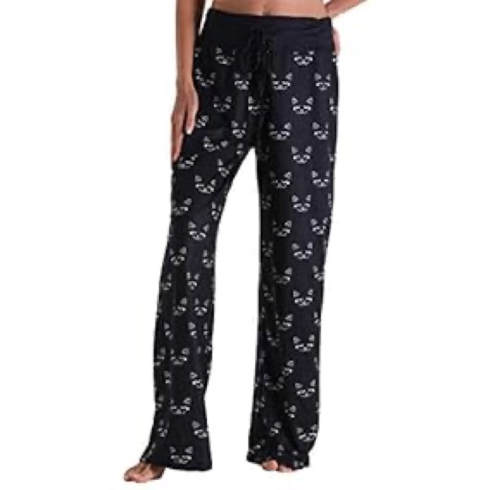 Women's Comfy Pajamas Drawstring Stretch Cat Print Wide Leg Lounge Pants Size S